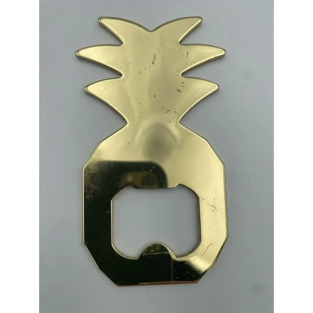 Gold Metal Pineapple Handheld Bottle Opener, Novelty Style, 3.5 in